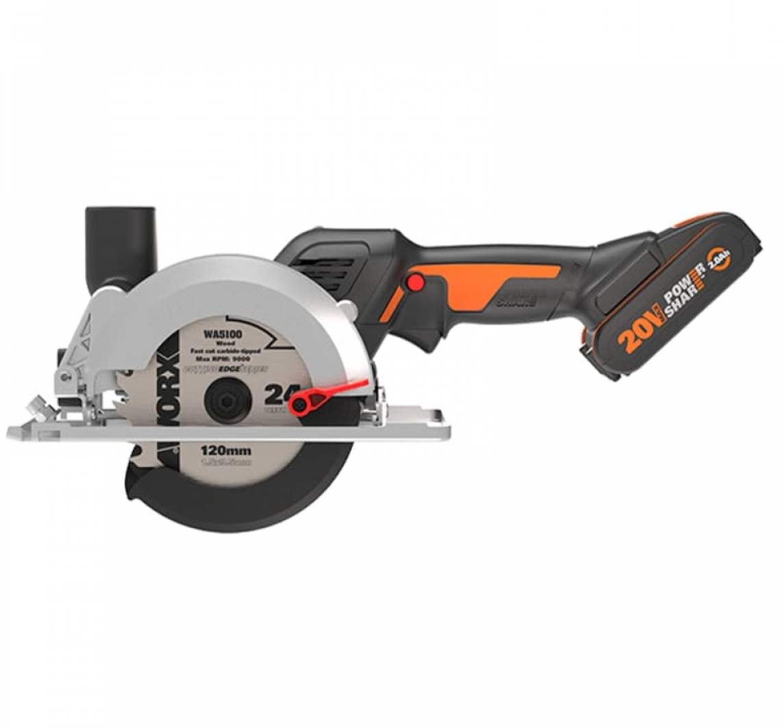 Циркулярная мини-пила аккумуляторная бесщеточная WORX WX531 20В 120мм 2Ач х1 ЗУ 2А
