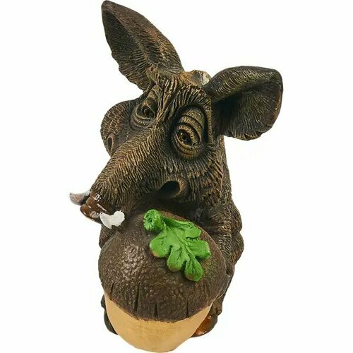 Фигура садовая Кабанчик с желудем искусственный камень 28х23х19 см 4560₽