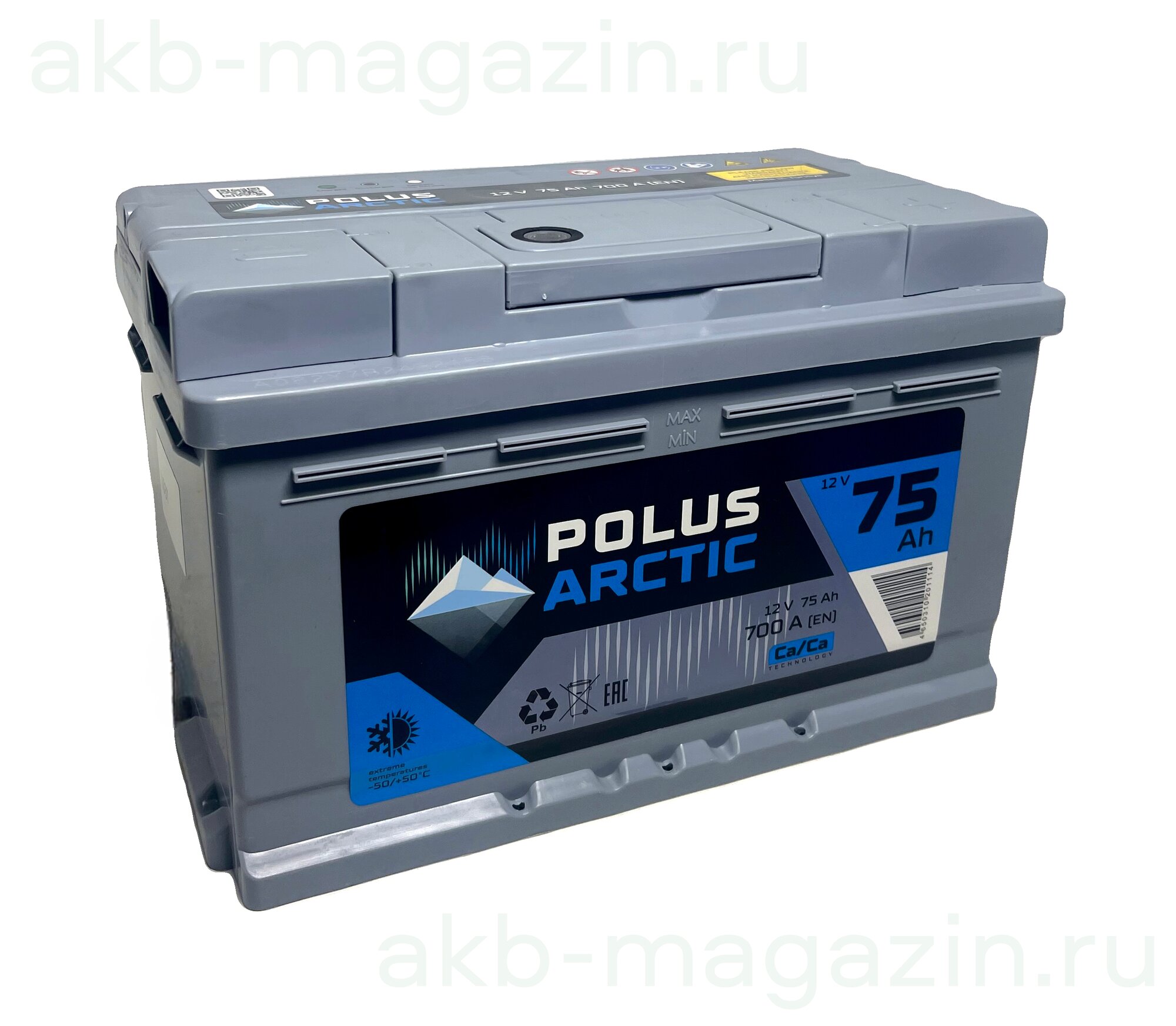Автомобильный аккумулятор Polus Arctic 75 Ah 700A обрат. пол. низ