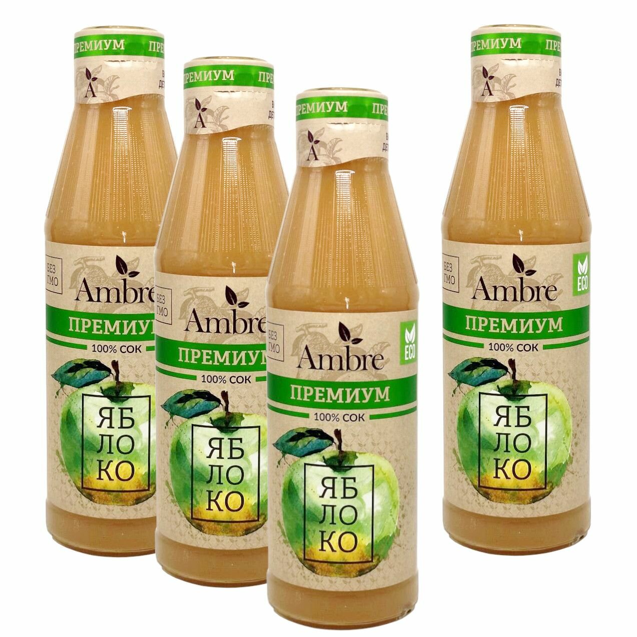 Сок яблочный Премиум Ambre Naturel 0,75 л * 4 штуки