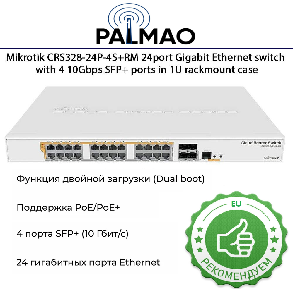 Коммутатор MikroTik CRS328-24P-4S+RM