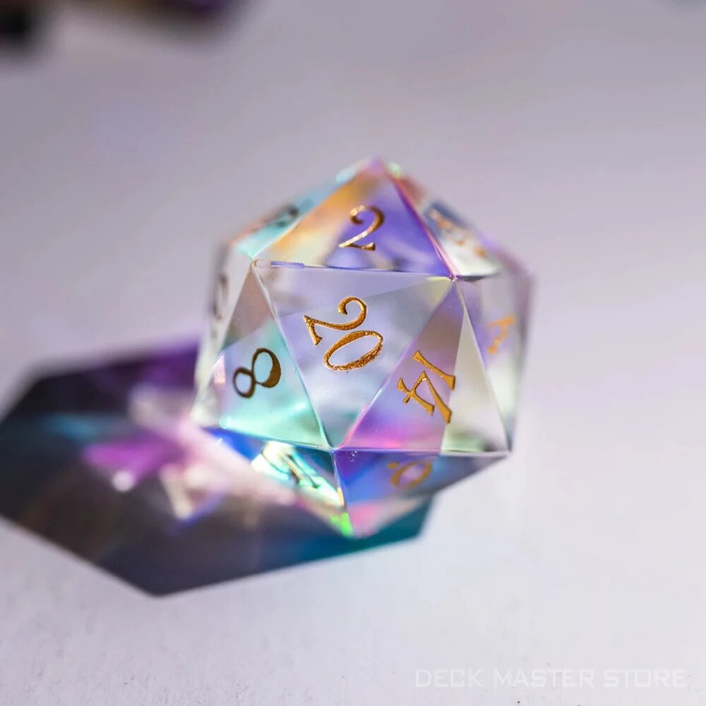 KINGSHIELD Многогранные кости из дихроичного стекла 7 шт, D20(1pcs)