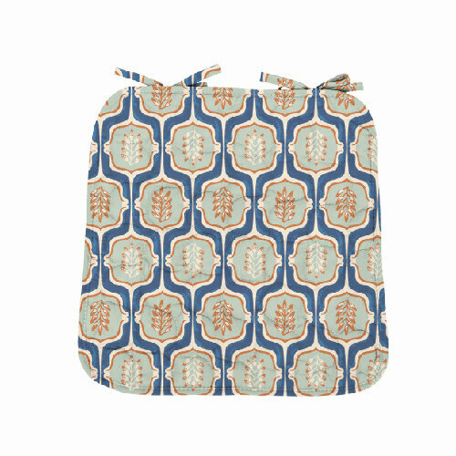 Чехол на стул с завязками 35х38 Радушная хозяйка (Традиция), рогожка, 100 % хлопок, Листья зеленый, белый, размер 35 х 38 см