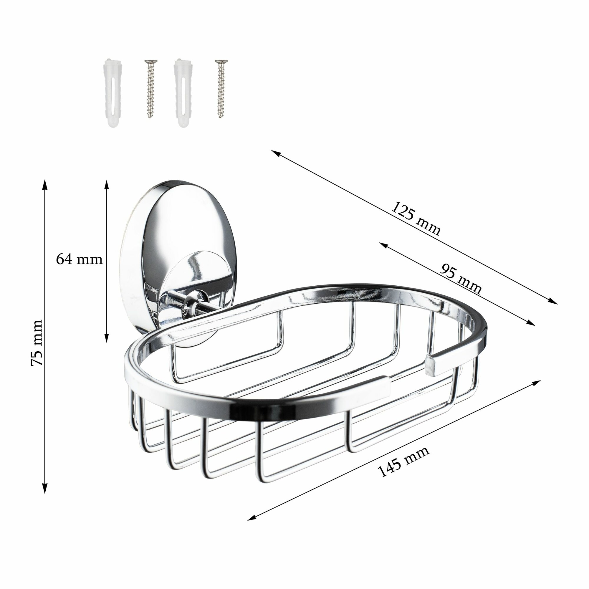 Мыльница-решетка Potato, нержавеющая сталь, настенная, хромированная — фото 1