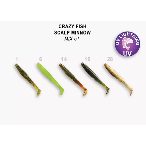 Силиконовая приманка мягкая съедобная Crazy Fish Scalp Minnow 3.2