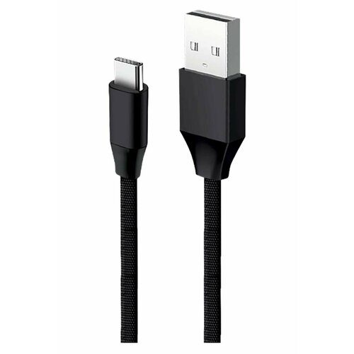 Кабель Aksberry X158 USB A-Type C 60W 5A 1метр поддержка iPhone 15 в тканевой оплетке черный 590₽