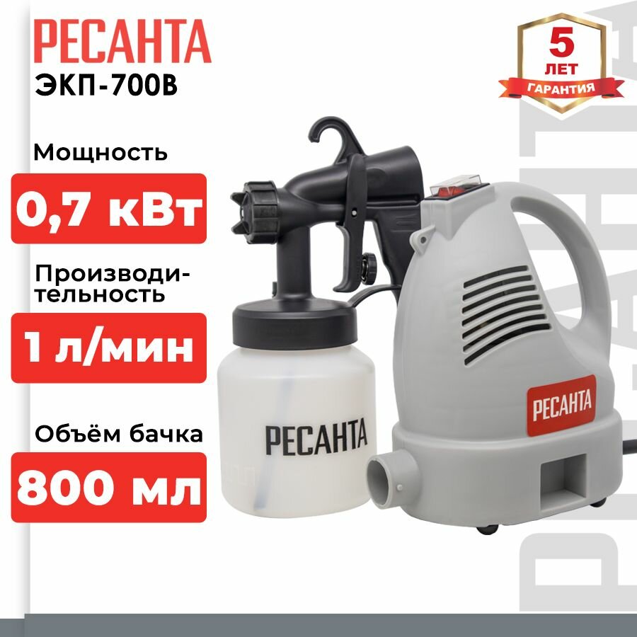 Краскопульт электрический Ресанта ЭКП700В 700Вт бак  08л