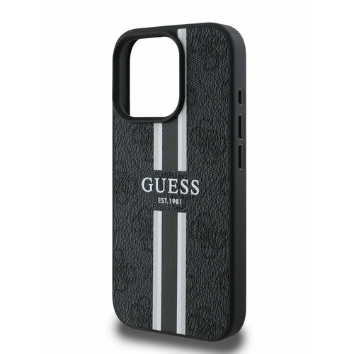 Guess для iPhone 16 Pro Max чехол PU 4G Stripes Hard Black (MagSafe) черный
