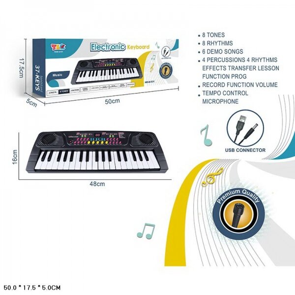 Электроорган (220v/ на бат.) с микрофоном, usb з/у в кор. в кор.2*24шт