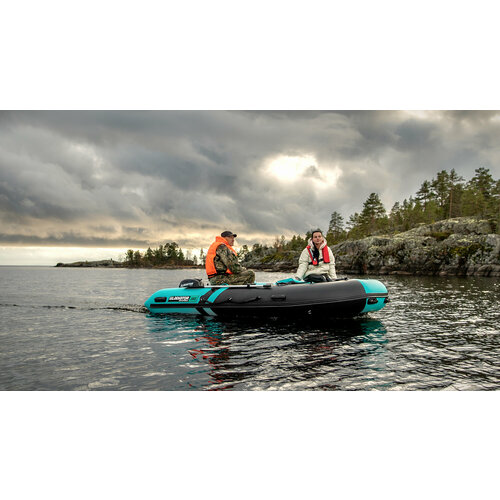 Надувная лодка GLADIATOR E380PRO черно-бирюзовый