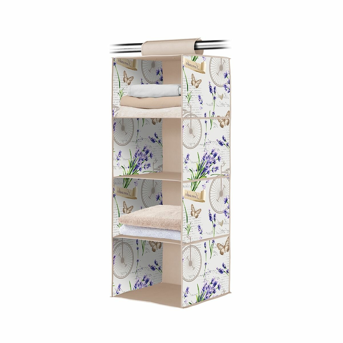 Кофр для хранения подвесной Nika Лаванда 4 секции 30 x 30 x 84 см