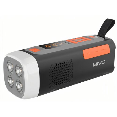 Радиоприемник Mivo MR-002 с фонарем черный аккумуляторбатарейки 1200 люмен до 10 часов работы AMFM радио 3343₽