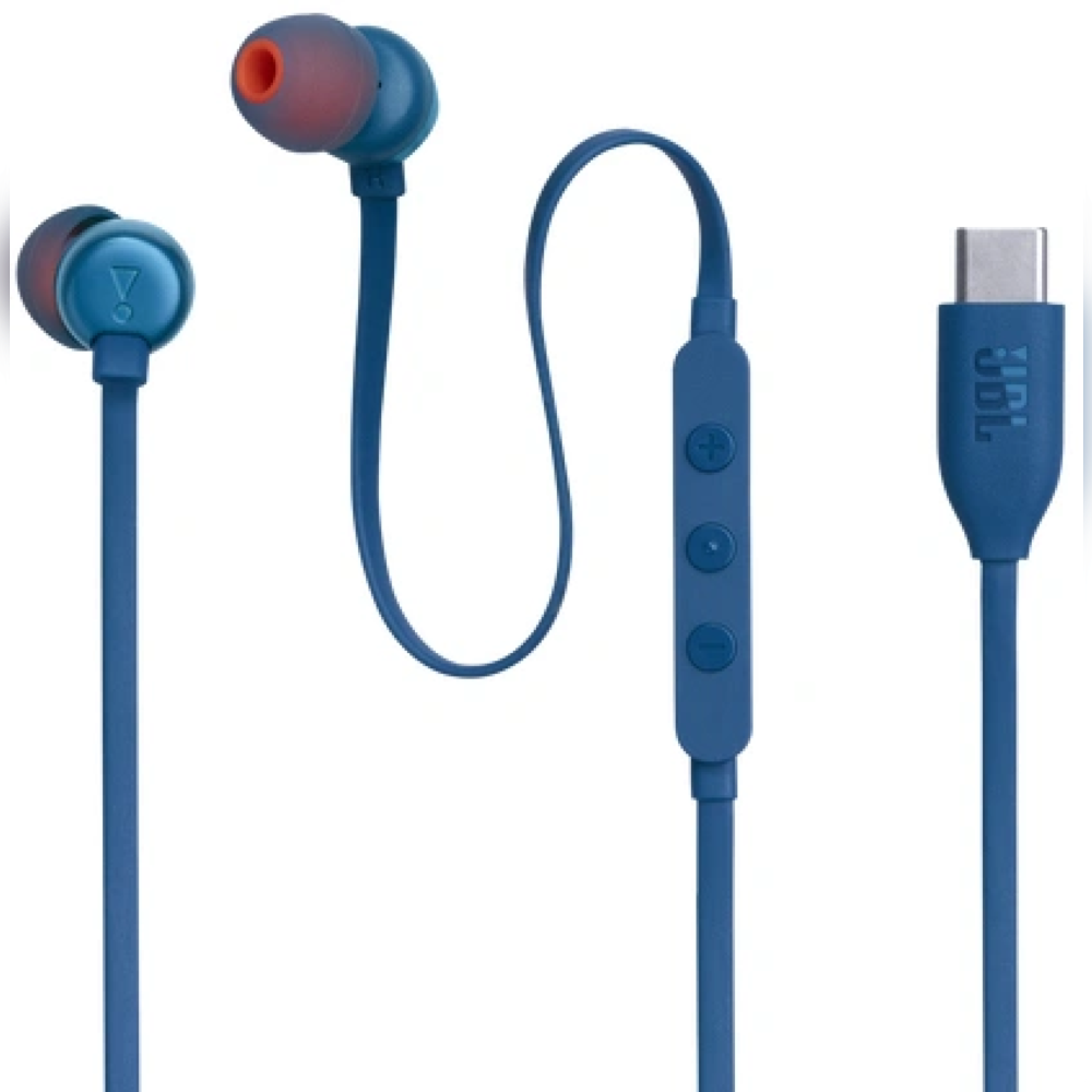 Наушники проводные внутриканальные JBL Tune 310С, USB Type-C, синий