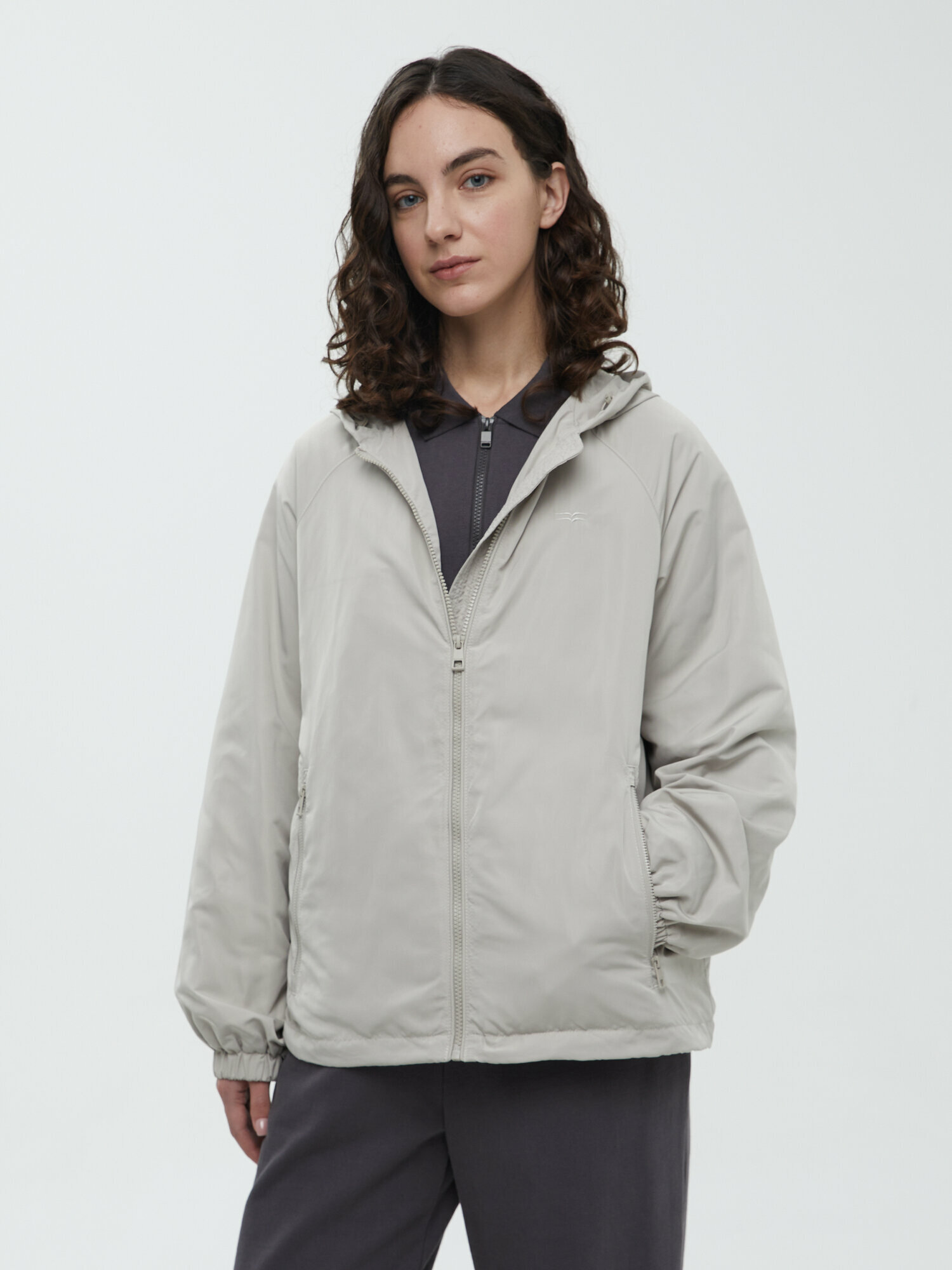 Ветровка FINN FLARE с капюшоном, размер L(170-96-102), серо-бежевый