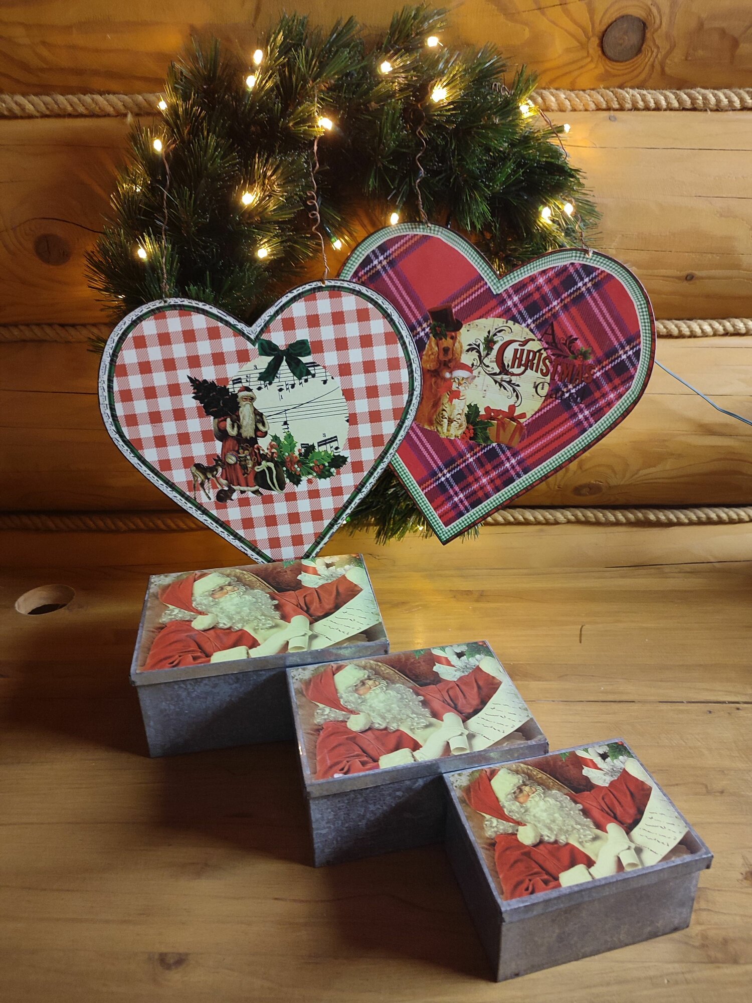 Набор коробок и декоративных сердец из металла "Винтаж".