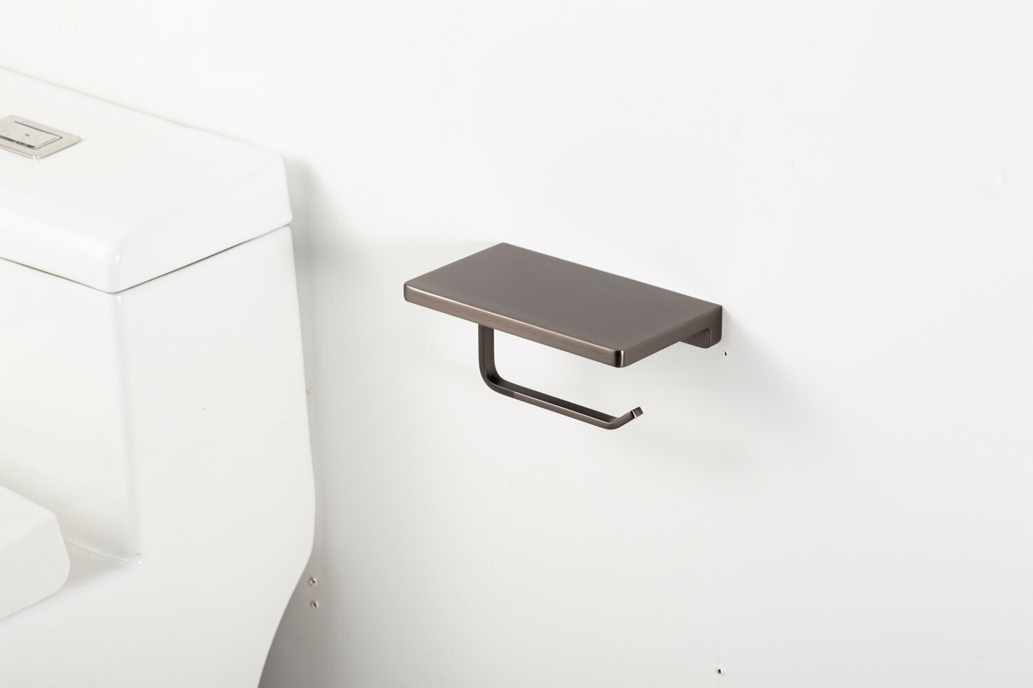 Держатель туалетной бумаги Gappo G30803-9, оружейная сталь, с полочкой