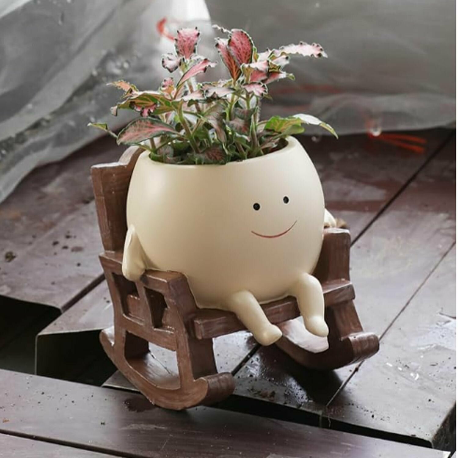 Горшок цветочный "Блеск", бамбук, на колесах, дренажное отверстие, белый