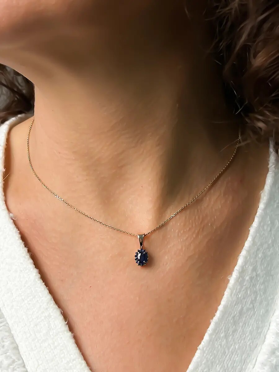 Подвеска, красное золото, 375 проба, сапфир