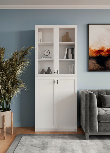 Изображение товара Стеллаж Билли Хелена-21 Белый/Черный для документов для книг четырехдверный 70*230*30