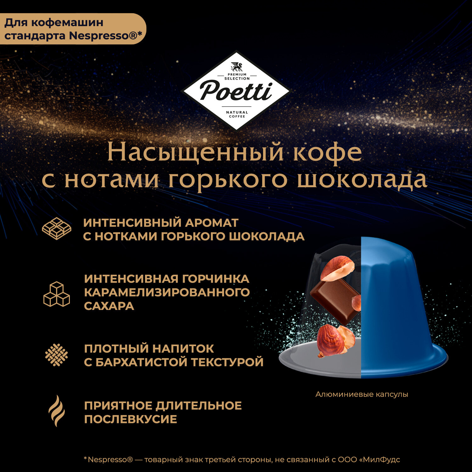 Кофе натуральный в капcулах Poetti Leggenda Espresso 10 капсул (системы Nespresso) - фотография № 2