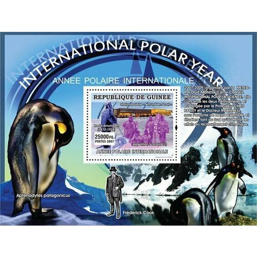 Почтовые марки Гвинея 2007г. Международный полярный год - пингвины Пингвины, Путешественники MNH почтовые марки гвинея 2007г международный гелиофизический год солнце космические корабли mnh