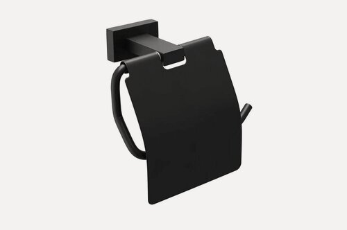 Изображение товара Держатель для туалетной бумаги SHEVANIK SG5605H, с крышкой, черный, латунь