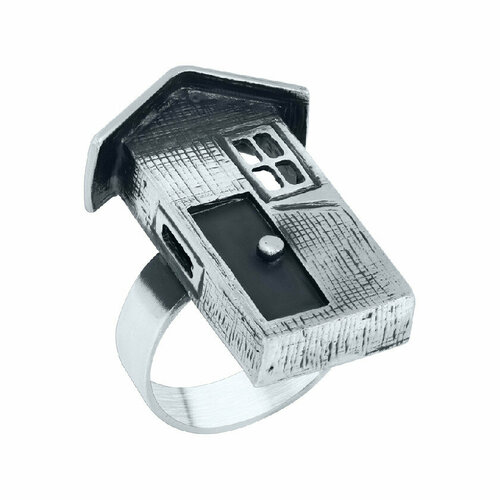 Кольцо, серебро, 925 проба, чернение, гематит, размер 17.5