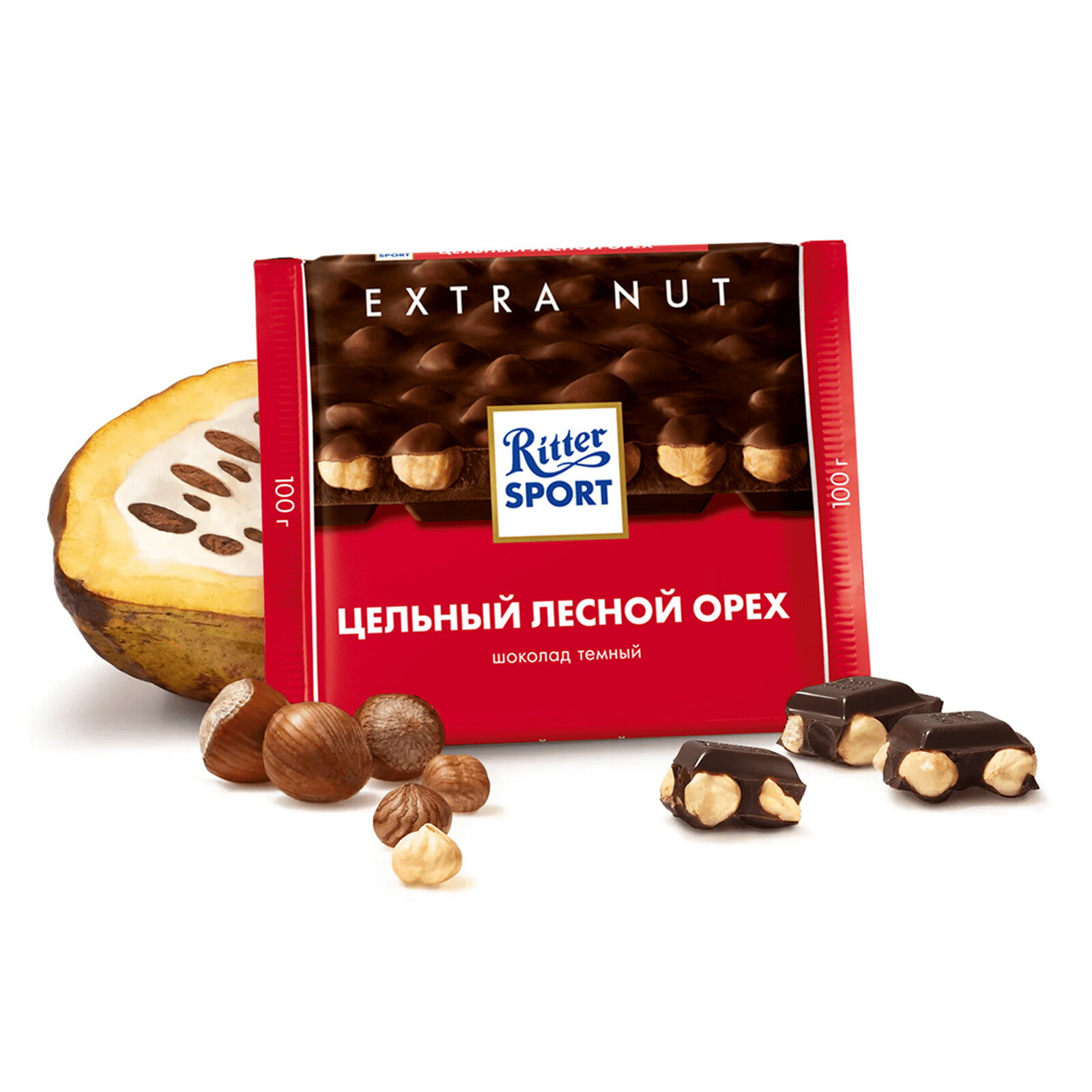 Шоколад темный Ritter Sport Extra Nut, 10 штук по 100г.