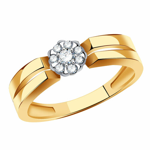 фото Кольцо diamant online, золото, 585 проба, бриллиант, размер 17, бесцветный