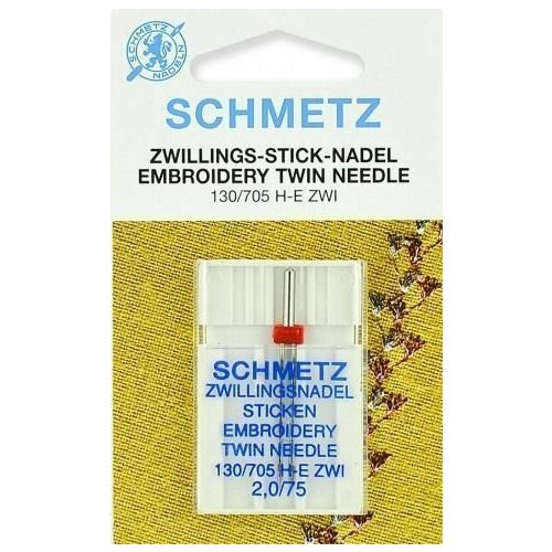 игла иглы schmetz stretch 130 705 h s zwi 4 75 двойная серебристый Иглы Schmetz двойные вышивальные № 75/2 1 шт. 130/705H-E ZWI