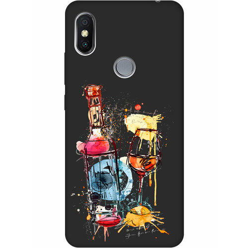 Матовый Soft Touch силиконовый чехол на Xiaomi Redmi S2, Сяоми Редми С2 с 3D принтом Aquarelle Wine черный матовый soft touch силиконовый чехол на xiaomi redmi s2 сяоми редми с2 с 3d принтом nirvana черный