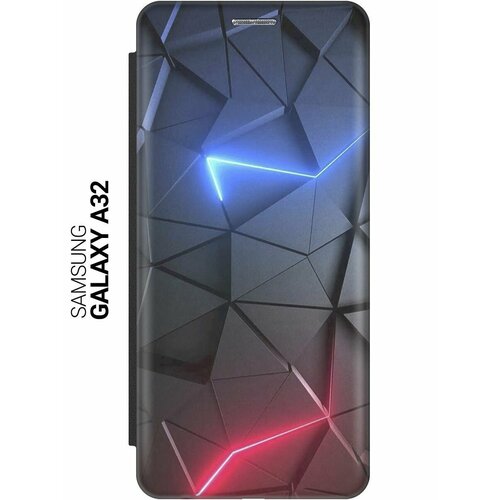 Чехол-книжка на Samsung Galaxy A32, Самсунг А32 с 3D принтом Графитовые грани черный чехол книжка на samsung galaxy s21 самсунг с21 с 3d принтом графитовые грани черный