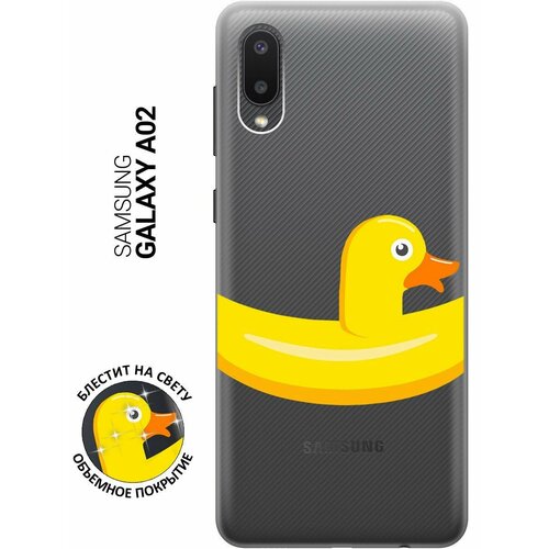 Силиконовый чехол на Samsung Galaxy A02, Самсунг А02 с 3D принтом Duck Swim Ring прозрачный силиконовый чехол на samsung galaxy a02 самсунг а02 с 3d принтом swan swim ring прозрачный