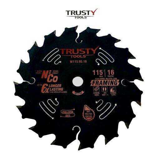 Диск пильный Trusty-Tools Framing по дереву 115х9.5 16T