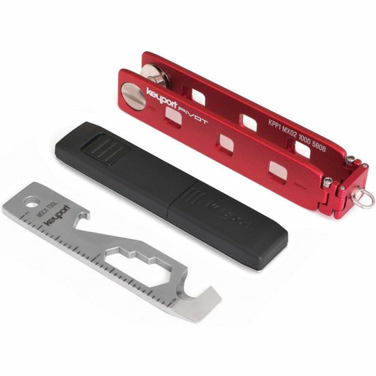 фото Органайзер для ключей с мультитулом и фонарем Keyport Pivot 1.0 Essential Bundle (красный)