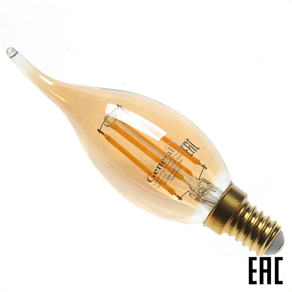 Лампа General 4Вт Filament золото E14 2700К светодиод 