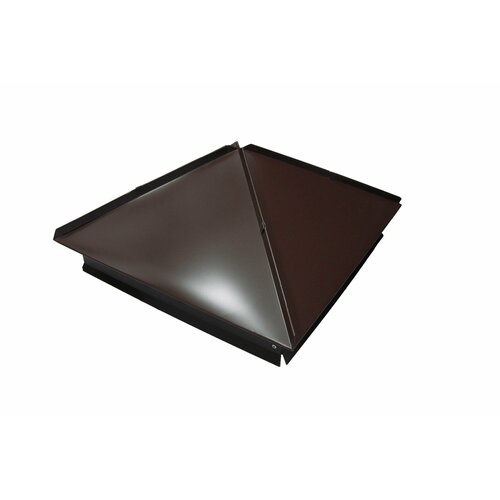 Металлический колпак на столб коричневый с ребром 1099₽