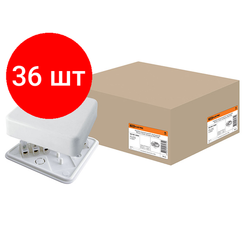 Комплект 36 штук, Коробка распаечная КР 75х75х20 ОП с клем. колодкой белая IP40 TDM (SQ1401-0204)