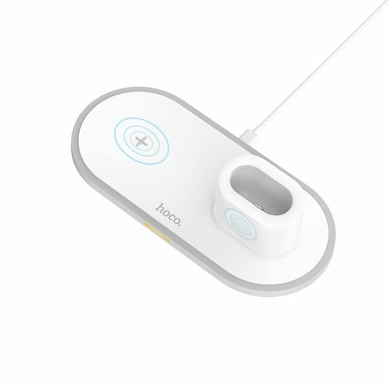 Зарядное беспроводное устройство HOCO CW21 3 в 1 для смартфонов, смарт-часов, AirPods, уценка, без упаковки