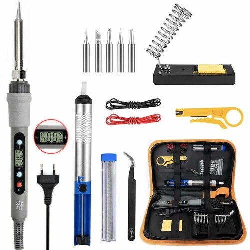 Паяльник электрический с регулировкой температуры и ЖК дисплеем 80 Вт Sumsour паяльный набор керамический нагреватель 15 предметов 1790₽