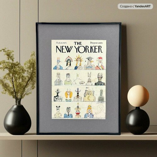 Постер из оригинальной обложки журнала The New Yorker из 1975 года в раме.