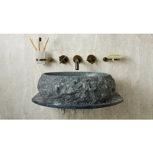 Гранитная раковина для ванной Sheerdecor Distrito 014017311 из серого натурального камня (40 x 50 x 15 см)