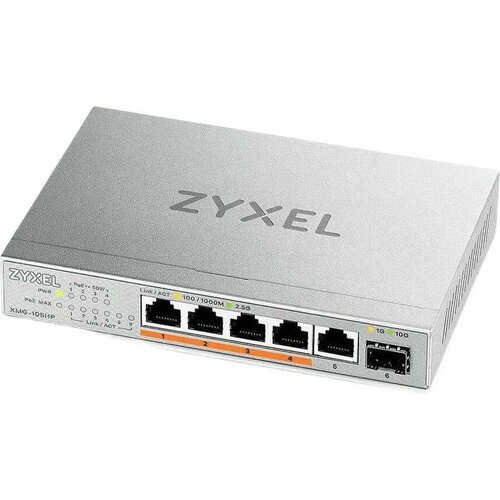 Коммутатор ZyXEL (XMG-105HP-EU0101F) маршрутизатор mikrotik rb960pgs pb poe 4шт 1gbe 5шт