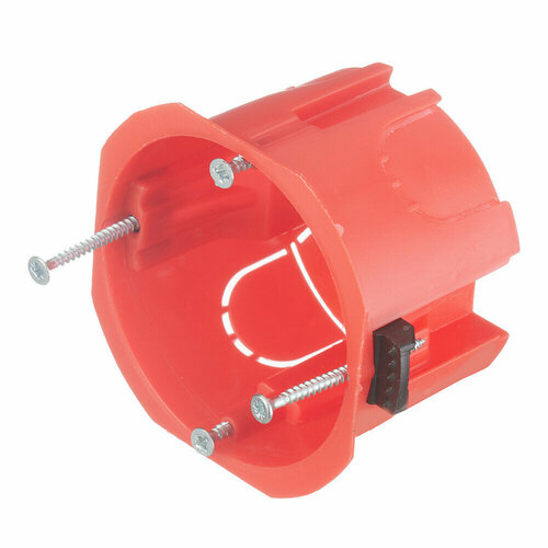 Подрозетник Greenel (GE40022-R) для гипсокартона d68х45 мм 5 вводов красный IP20 с пластмассовыми лапками безгалогенный