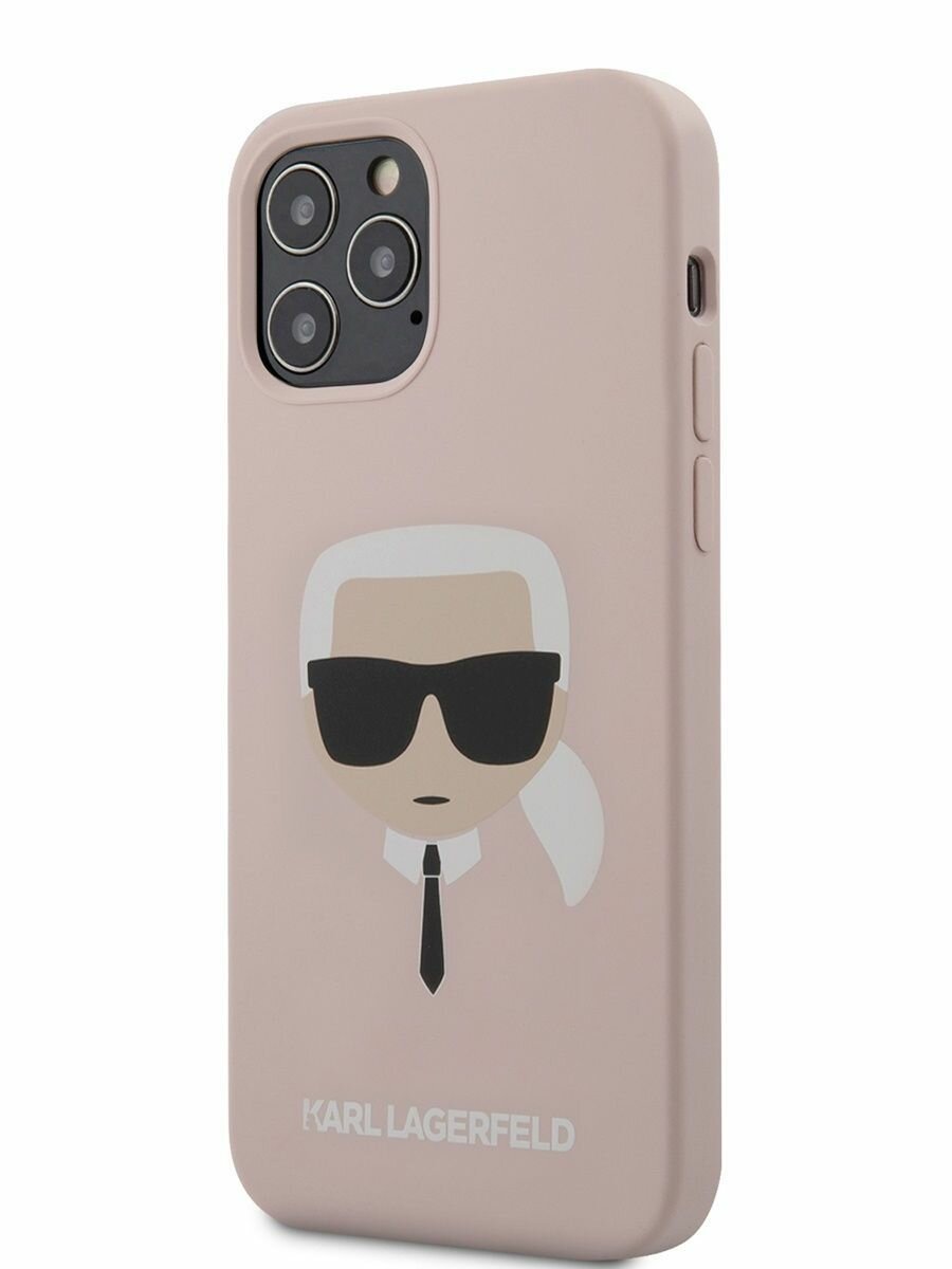 Чехол Lagerfeld для iPhone 12/12 Pro (6.1) Liquid silicone Karl's Head Hard Pink