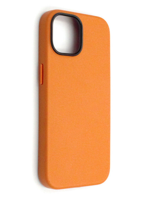 Чехол с MagSafe на iPhone 15 Кожаный (New line)-Оранжевый