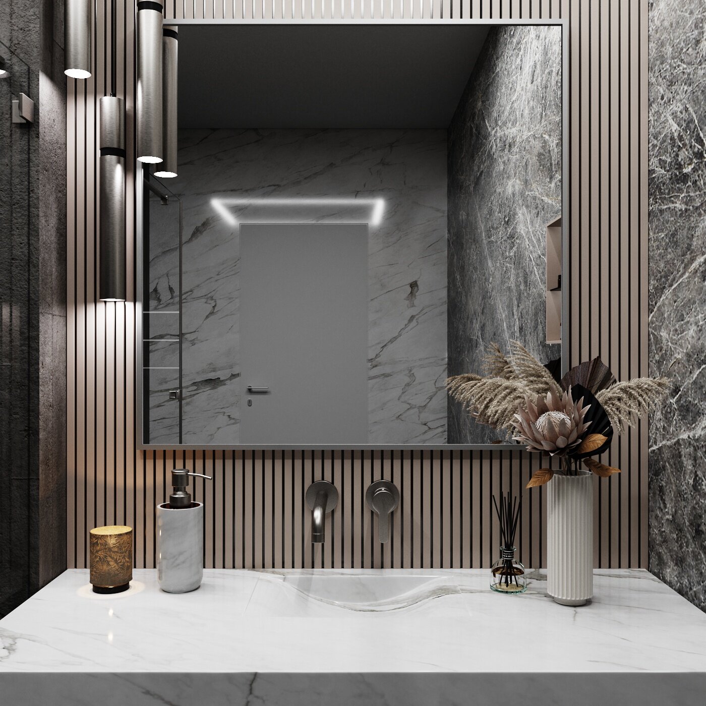 Зеркало в ванную Market.House 80х80 см. Серебро