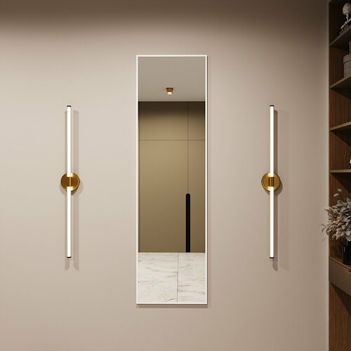 Зеркало настенное в алюминиевой раме Market-house , 161x45 см. Белое