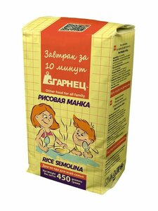 Рисовая манка Гарнец желтый пакет 450 гр, Гарнец