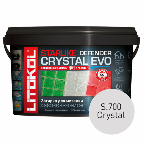 Затирка LITOKOL STARLIKE DEFENDER EVO эпоксидная антибактериальная S.700 Crystal 1 кг
